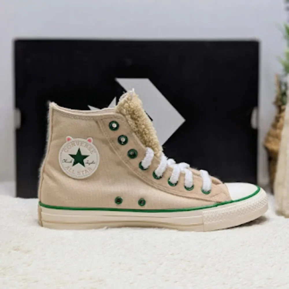 Converse CTAS Miso Glaze Alpaca Faux Fur Hi Top Sneakers + Bag Women's 9.5 NIB